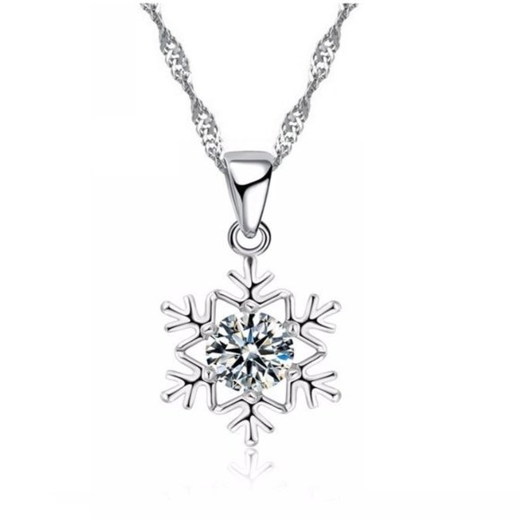 🌟 925 Sterling Silver Necklace Earrings Snowflake Set Drop - Picture 6 of 7
